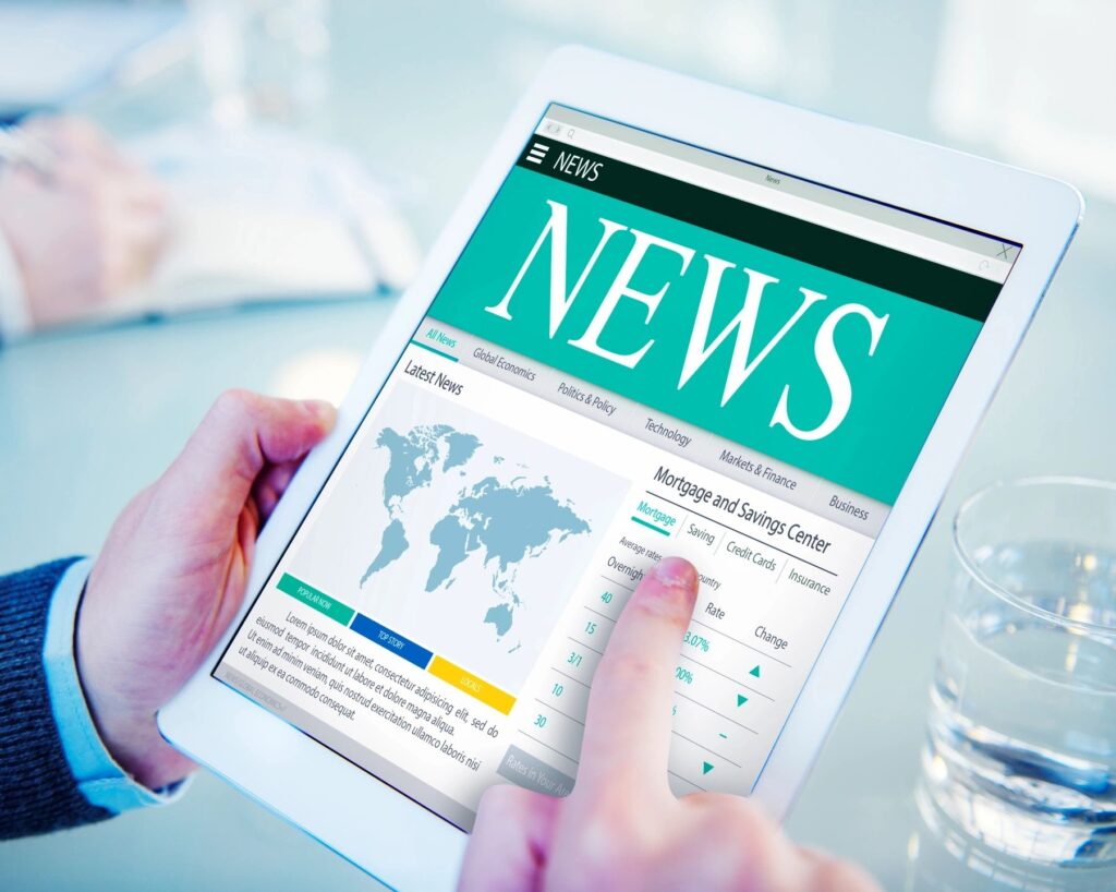 News website on tablet